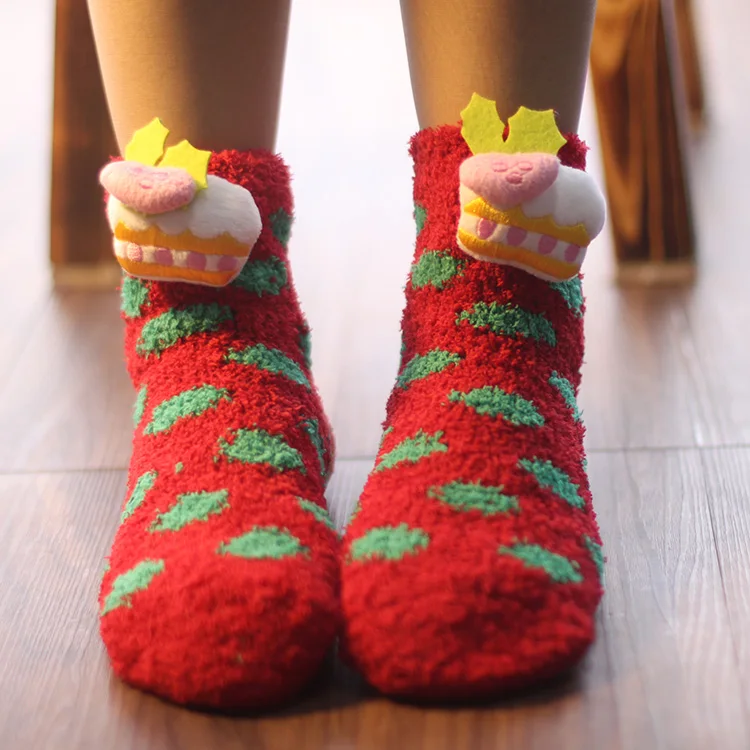 Высококачественные зимние рождественские носки для взрослых утепленные женские