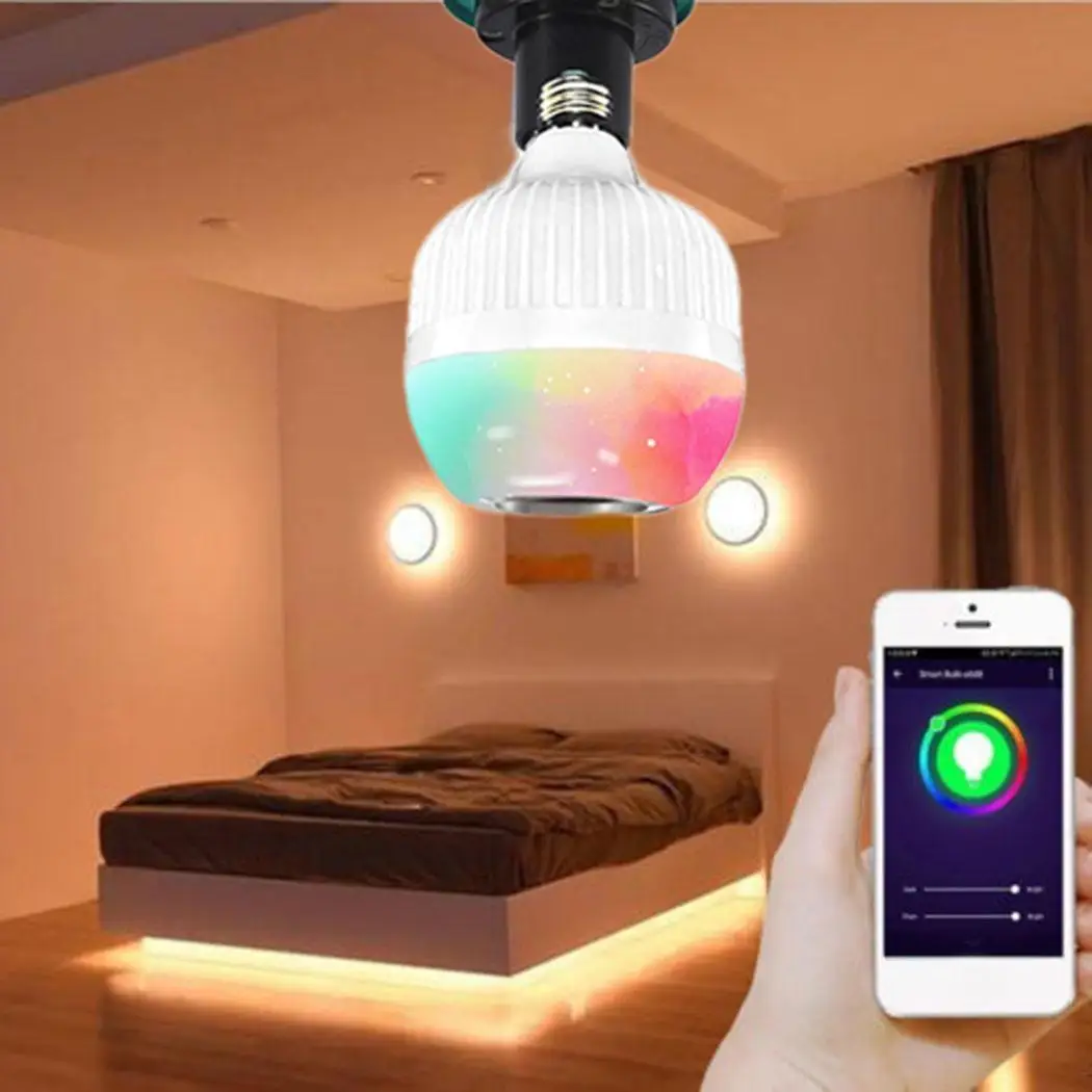 Динамик с подсветкой играющий E27 светодиодная лампа музыка RGB Bluetooth пульт