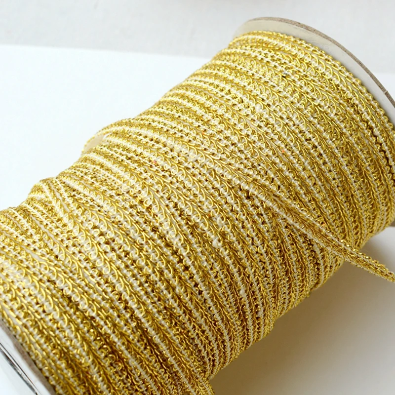 8mm Gold Lace Trims Knitted Ribbon Tapes Fabric Sewing Piping for Cosplay Clothes Handmade Accessories DIY Crafts Trimming | Дом и сад