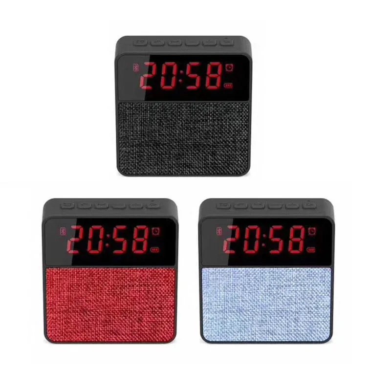 Fabric LED Alarm Clock Wireless Bluetooth Speaker Fm Radio Hands-free Calling Desktop Clocks Bedroom Living Room Home Decor | Дом и сад