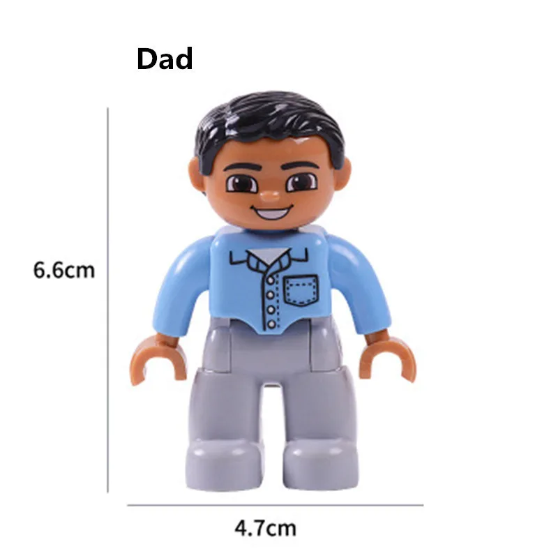 

6pcs/Set large particle Duploed Figures Family Series Diy Building Blocks Grand Father Dad Character Toys For children baby gift