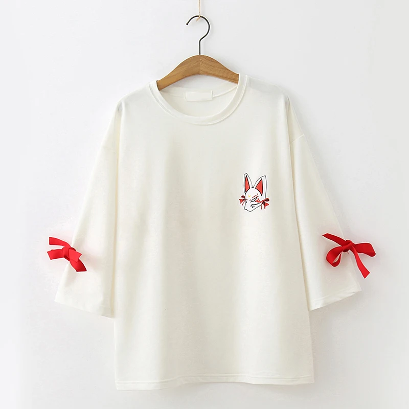 Японская винтажная аниме футболка для женщин Harajuku Kawaii Cat Graphic оверсайз женские Т