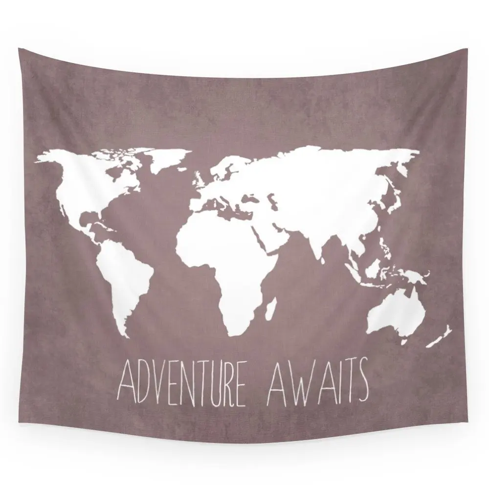 Adventure Awaits World Map Wall Tapestry Small