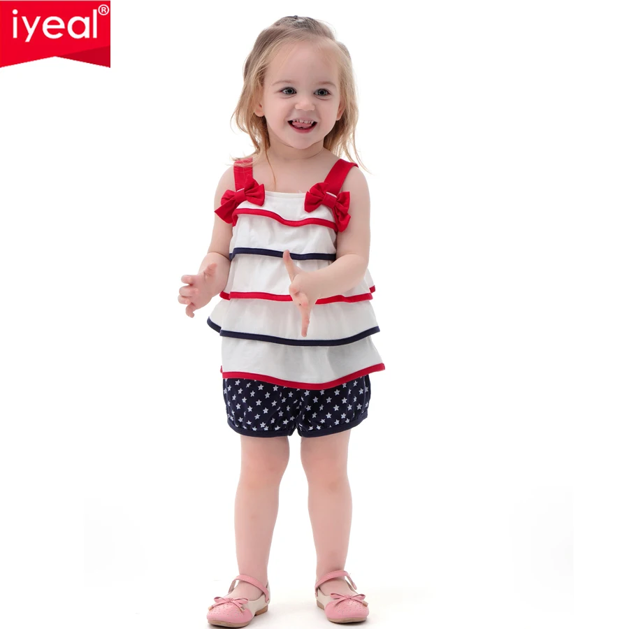 Комплект одежды IYEAL для маленьких девочек модный летний наряд принцесс 3 предмета