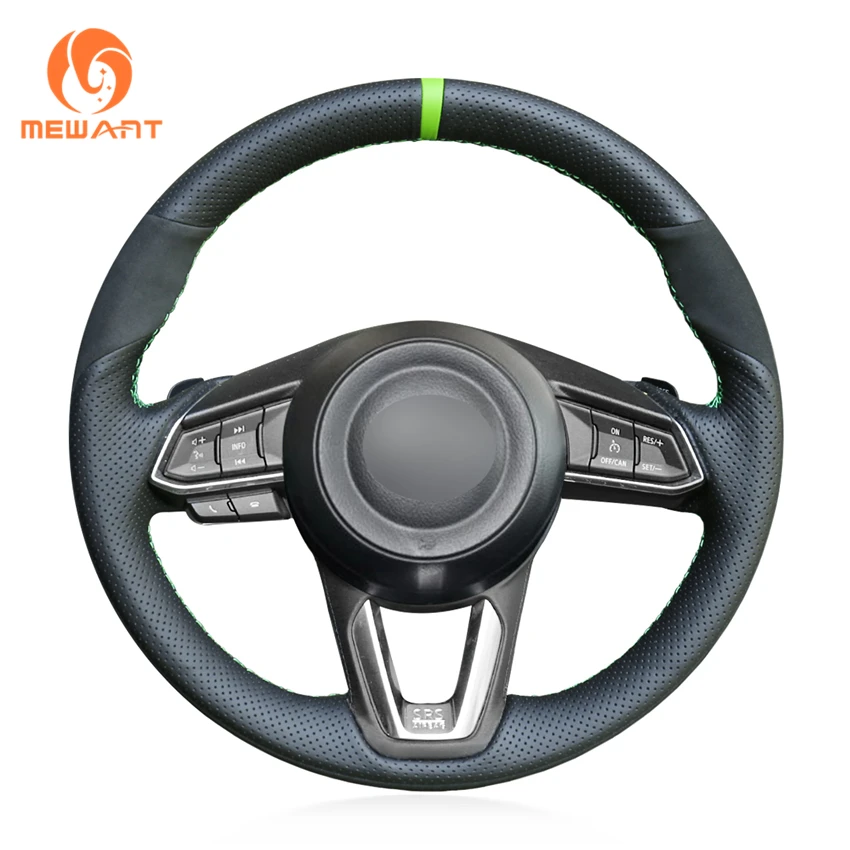 Черный чехол на руль из натуральной кожи для Mazda 3 Axela Mazda 6 Atenza CX-3- CX-5- CX-9 Toyota Yaris