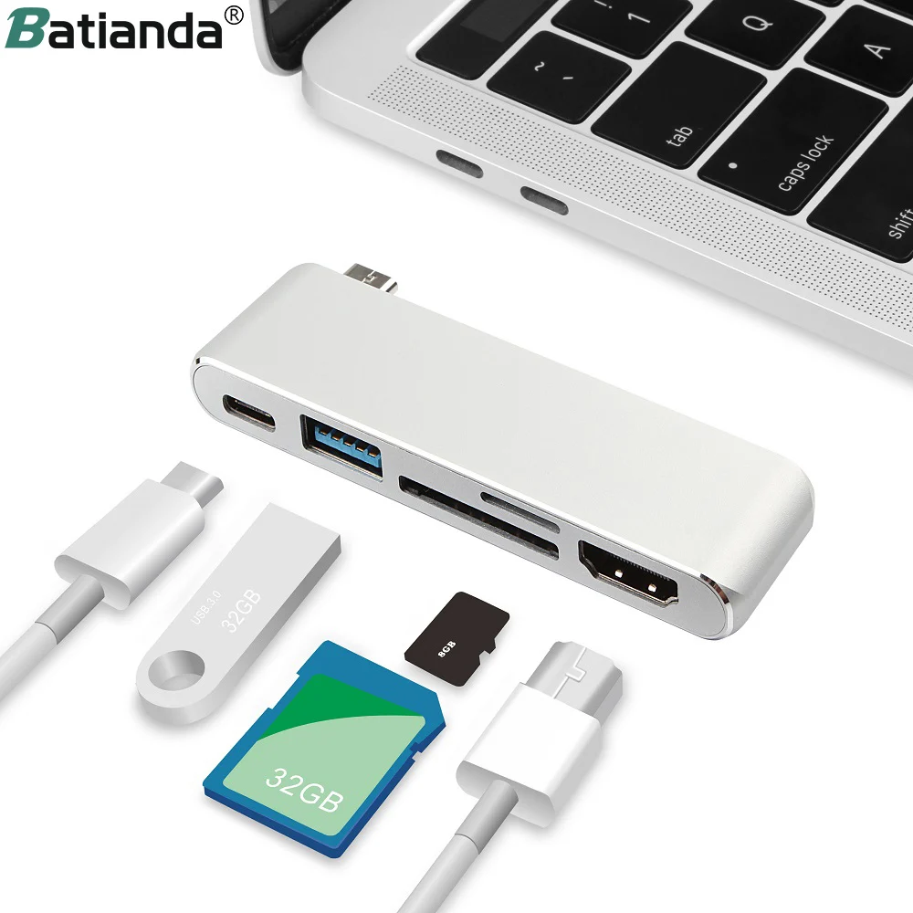 USB Type C Hub для кардридера 3 0 адаптер с 4K HDMI MacBook Pro 2016 2017 2018 Air 13 A1932 Power|USB-хабы| |