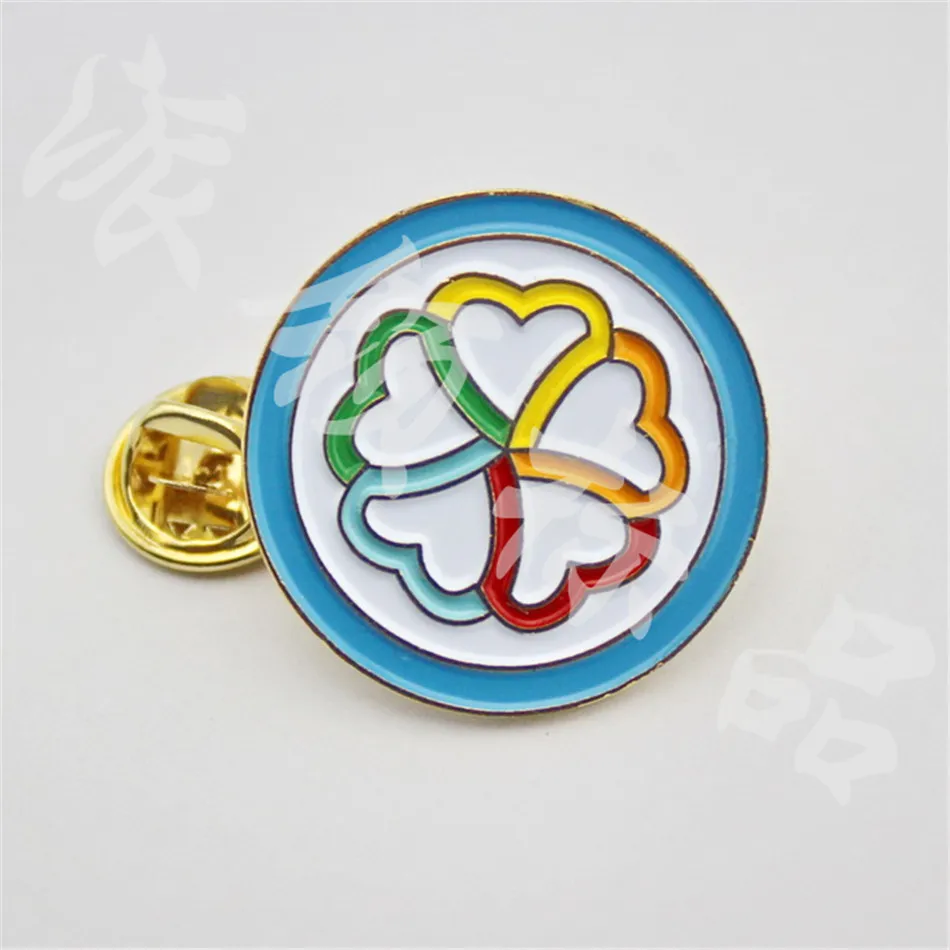 

Flower shaped badges customization,baked finish round flower badges