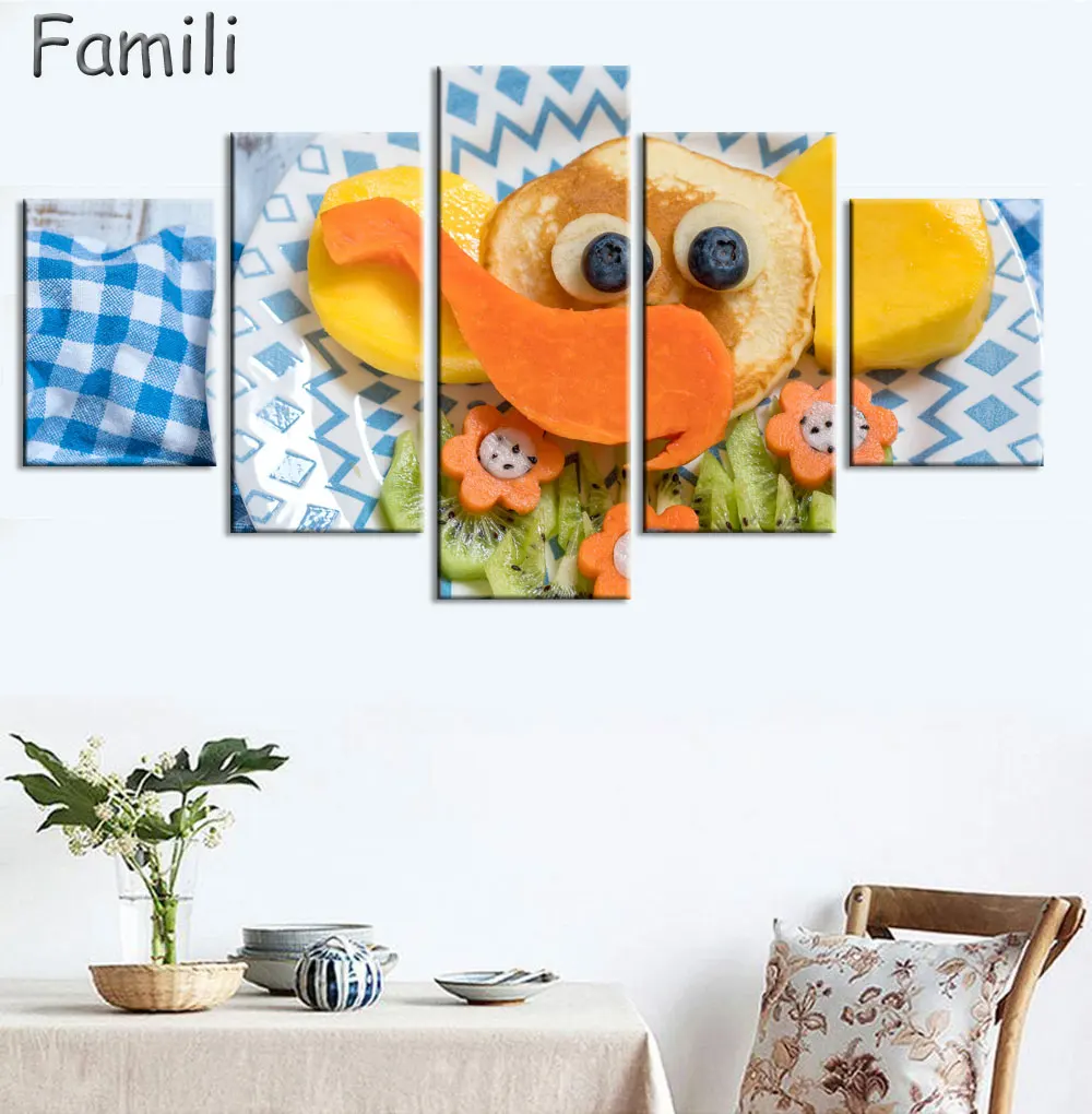 

5Panels High Quality Frame Canvas Painting kitchen fruit pictures Wall Art Painting Modern Home Decor Picture For Living Room