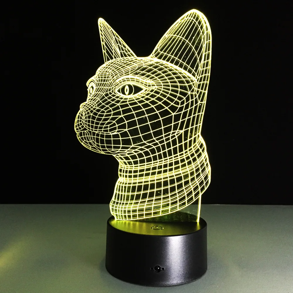 Ночник 3D в виде кошки милая Светодиодная лампа иллюзия животного акриловый