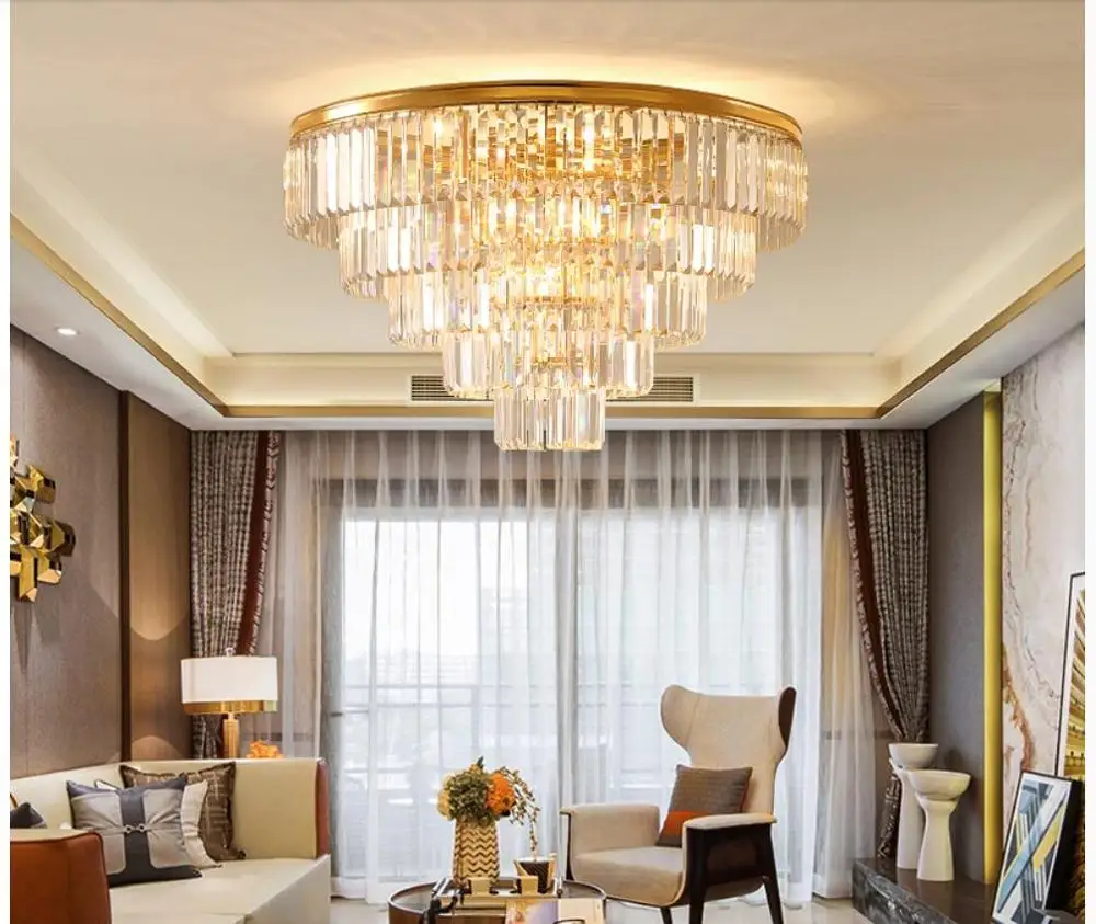Бесплатная доставка потолочные светильники с золотыми кристаллами светодиодные