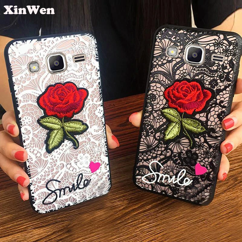XinWen luxury cute Fashion Rose Flower hard PC Phone cover coque case For samsung galaxy j2 prime j2prime Sexy Woman Lace Back |