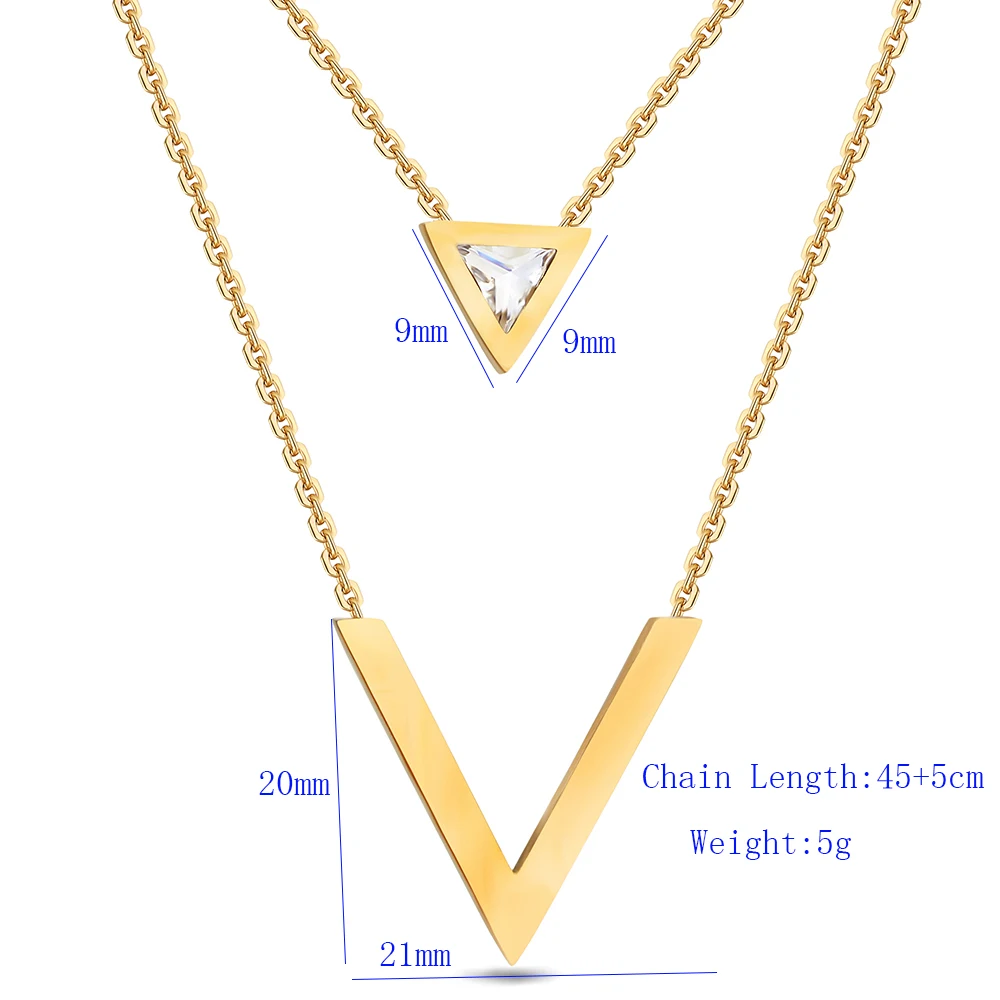 Женское Ожерелье с двойным v образным вырезом NIBA золотистого цвета