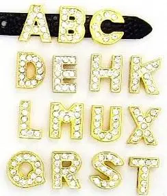 20 шт./лот 10 мм DIY Золотой цвет горный хрусталь Слайд буквы &quotA--M можете выбрать
