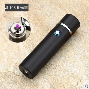Мужская сигара USB зажигалка электрическая двойная импульсная дуга табачная трубка Зажигалка Ветрозащитная сигарета гром металлическая плазма беспламенные гаджеты - Цвет: Matte Black