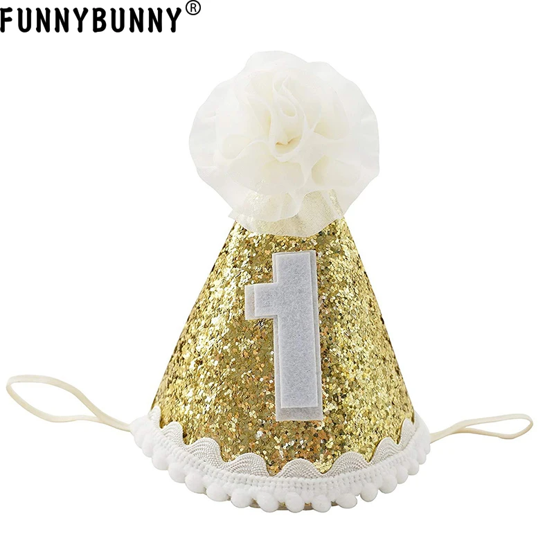 FUNNYBUNNY/Золотая блестящая шляпа принцессы для первого дня рождения с регулируемой