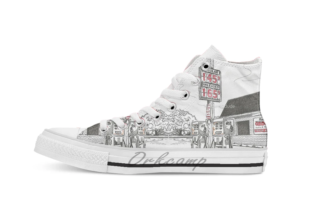 GAS PUMPS Design breathable Casual High Top lace-up Canvas shoes sneakers For Drop shipping | Спорт и развлечения