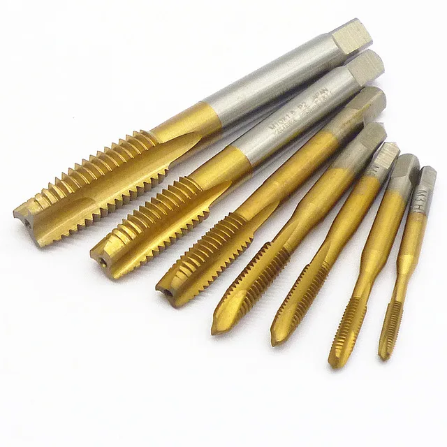 

Fixmee 7pc Machine Spiral Point Plug Tap HSS Titanium M3 M4 M5 M6 M8 M10 M12 Straight Flute Thread Metric Machine Screw Taps