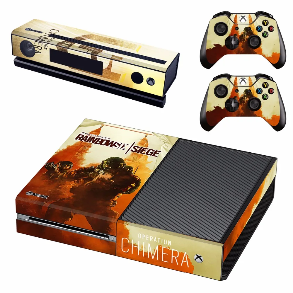 Наклейка стикер для Xbox One консоли Kinect и 2 контроллеры Радуга Tom Clancy's Six