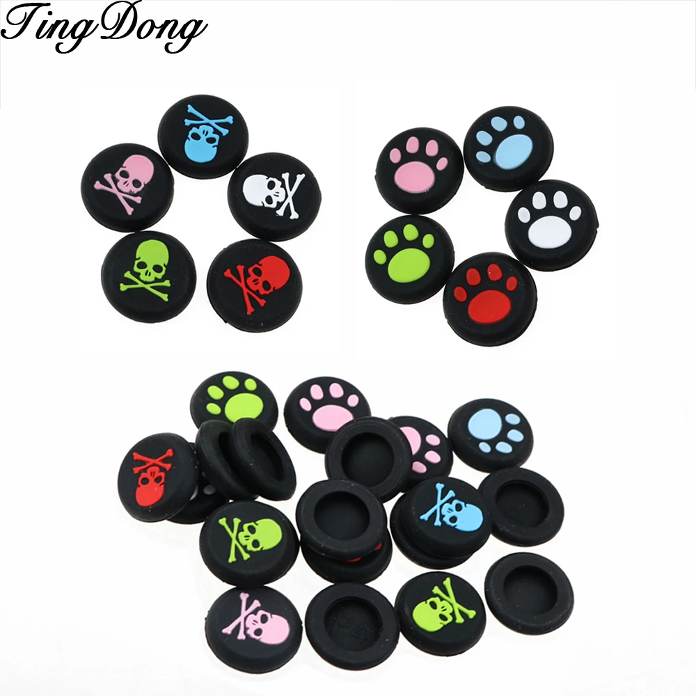 TingDong 4 шт. для Dualshock PS4 Pro Slim Controller Skulls резиновые Аналоговые силиконовые ручки PS3 Xbox