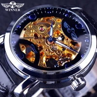 winner golden movement blue ocean design transparent mens watch top brand luxury male wrist watch skeleton automatic watch clock