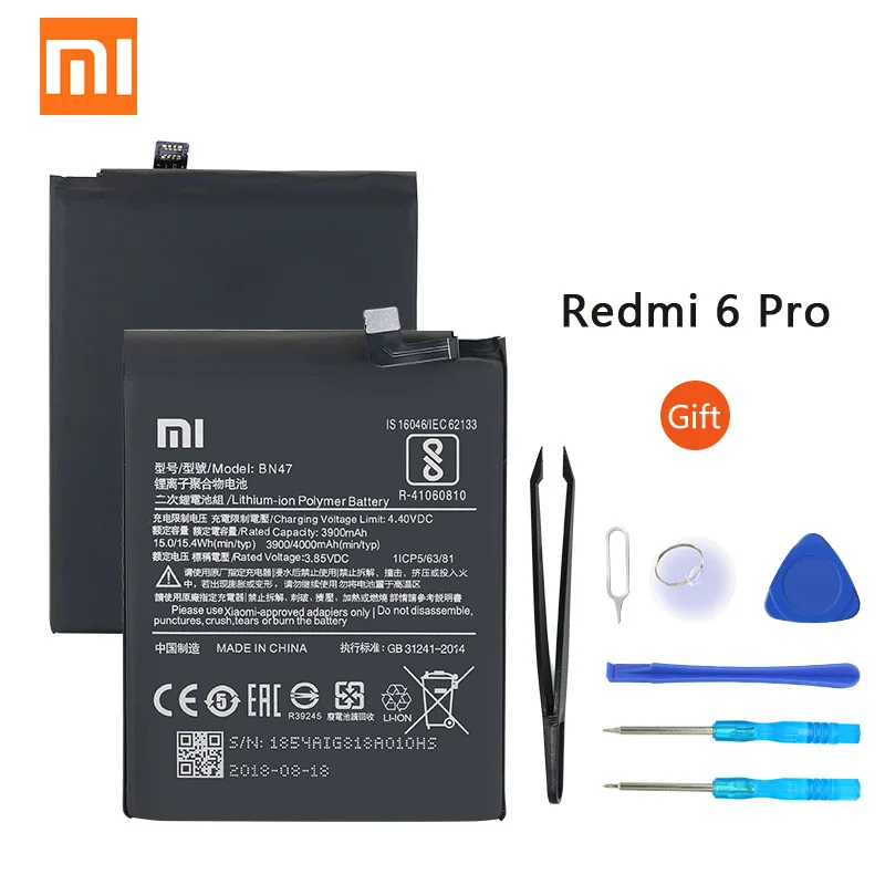 Оригинал Сяо mi красный 6 Pro Аккумулятор BN47 4000 mAh Для 6Pro/mi A2 Lite Высокое качество