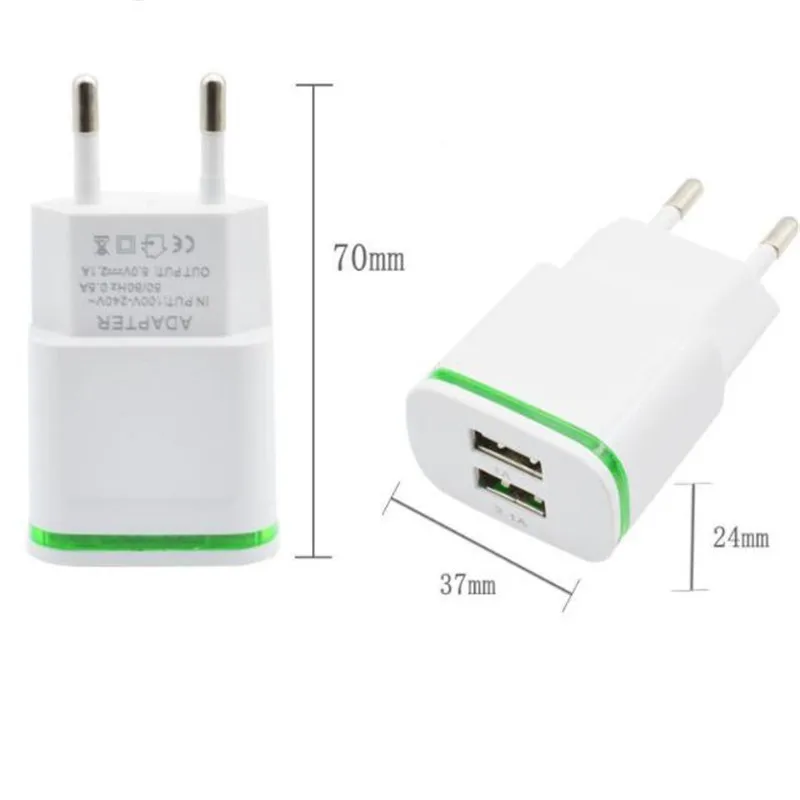 Зарядное устройство UVR со светодиодной подсветкой 2 USB порта 1 А|Зарядные