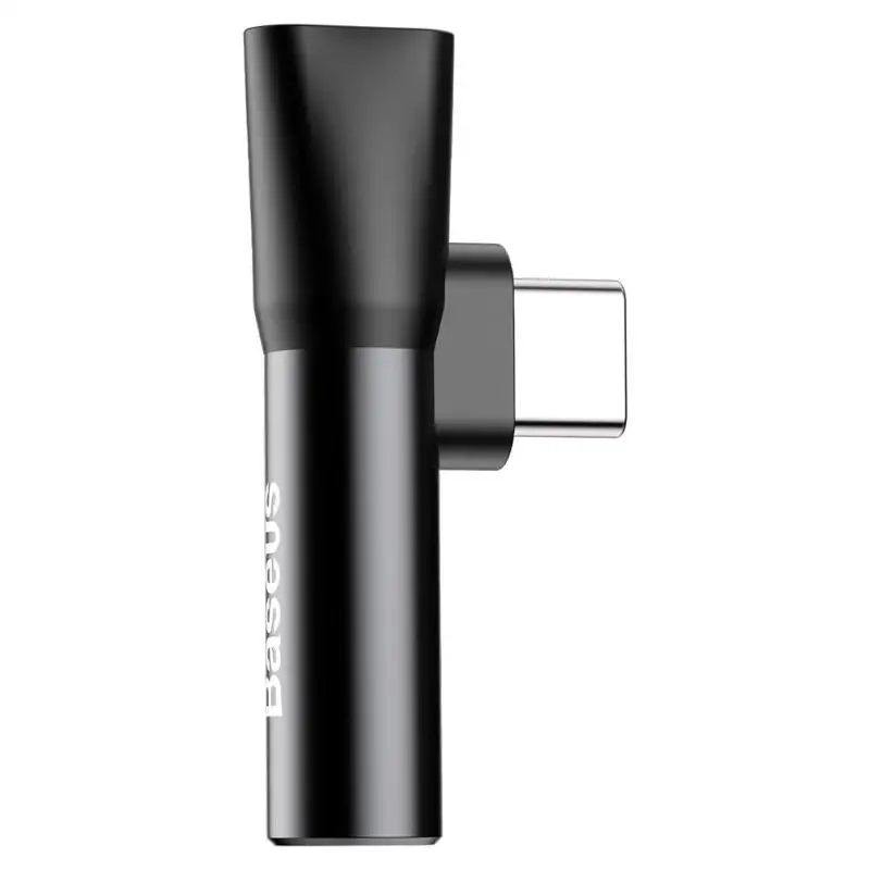 Черный Baseus usb type C папа-type C Мама+ 3,5 мм разъем адаптер type-C для зарядки наушников Конвертер Разъем для мобильного телефона - Цвет: Черный