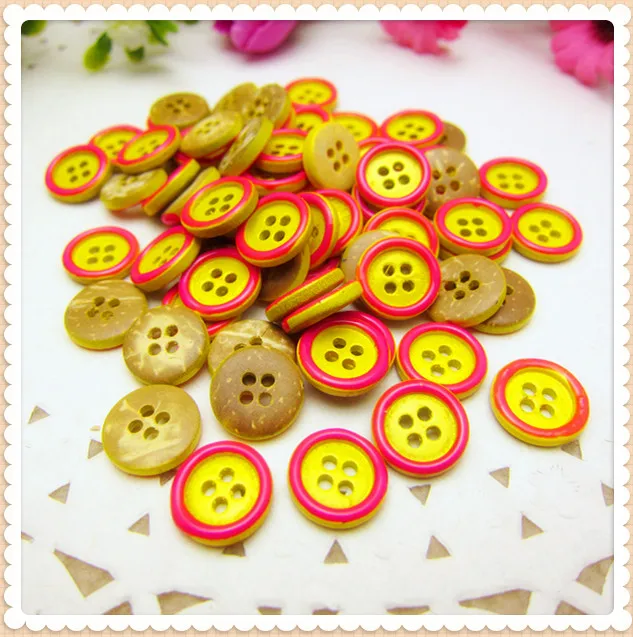 YJHSMY 10 color 50pcs/Lot 11mm Coconut buttons wholesale Children's clothes accessories handmade art WLF18 | Дом и сад