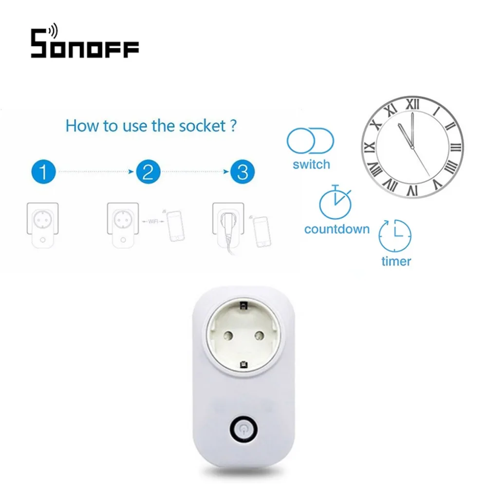Sonoff S20 умная розетка Wifi беспроводное приложение удаленный Itead умный дом розетка таймер переключатель для Amazon Alexa Google Home