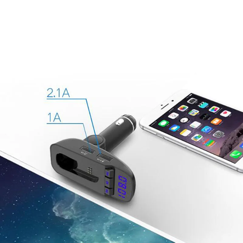FM Transmitter Aux Car Modulator Bluetooth Handsfree Kit Audio MP3 Player with 3.1A Quick Charge Dual USB Charger | Автомобили и