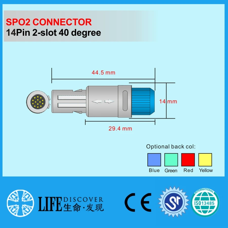 

SPO2 lemo connector,14pin double slot 40 degree,10pcs packing