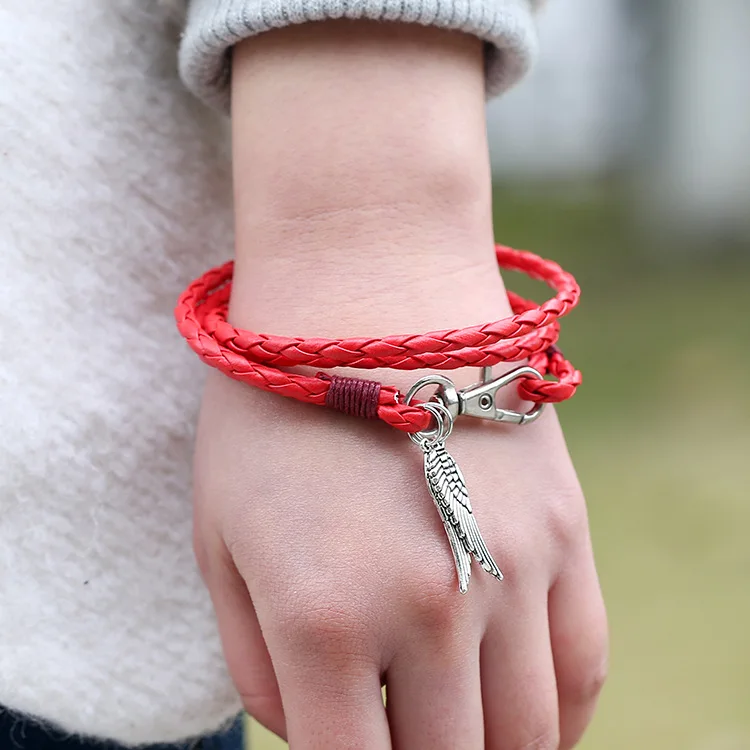 Simple woven Multilayer Leather Bracelets &amp Bangles for man woman Vintage Wing Wristband unisex Jewelry Gift 5 colors | Украшения и