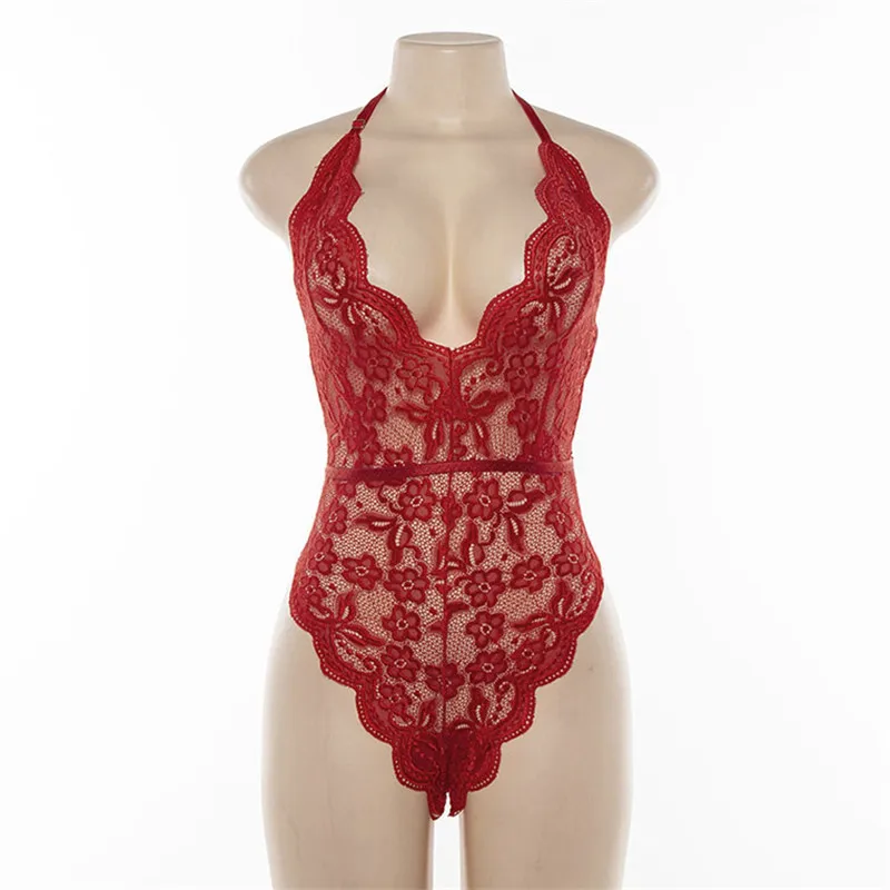 

Flymokoii Sexy Ladies Floral Lace Bodysuit Deep V-neck Black Jumpsuit Skinny Summer Playsuit Backless Romper Women