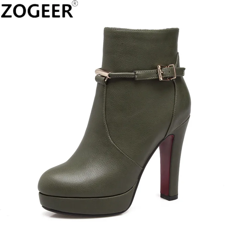 Женские ботильоны из ПУ кожи с круглым носком на высоком каблуке|ladies designer shoes|shoes