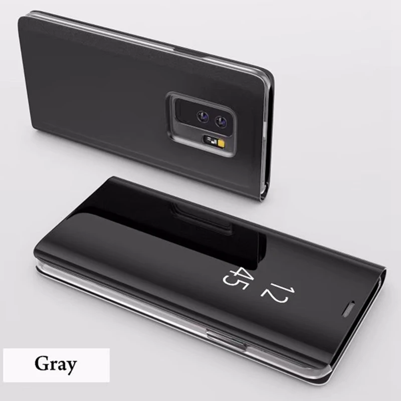 Прозрачный зеркальный Чехол книжка для Samsung Galaxy S9 Plus прозрачный кожаный чехол с