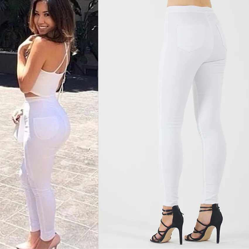 2018 Женская одежда с высокой талией обтягивающие эластичные джинсы из чистого