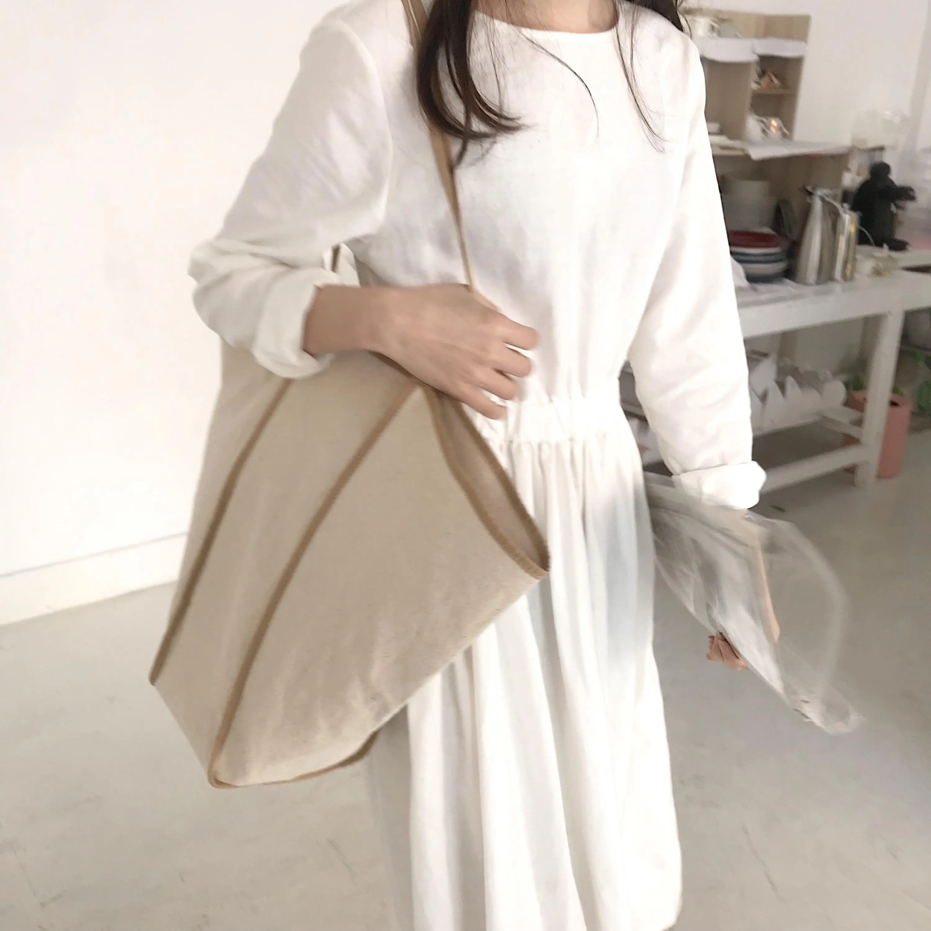 2019 корейский стиль большой холст женская сумка в виде летучей мыши емкости