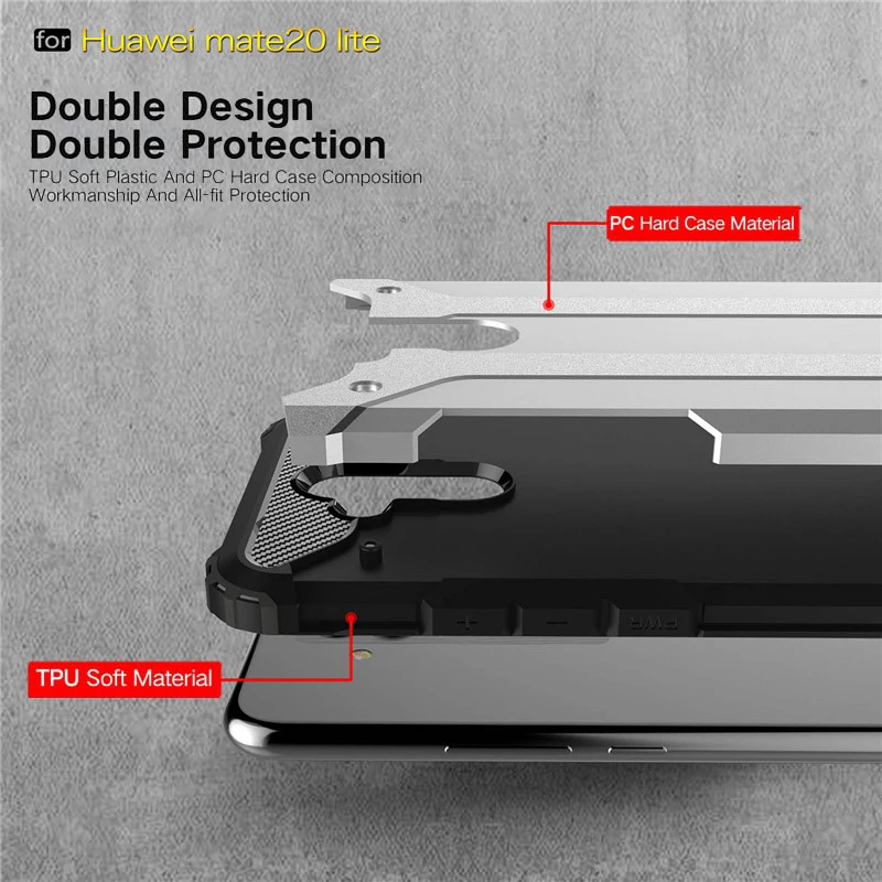 Beworlder For Huawei Mate 20 Lite Case Dual Layer TPU PC Shockproof Heat Dispatchion Armor Back Cover Mate20Lite |