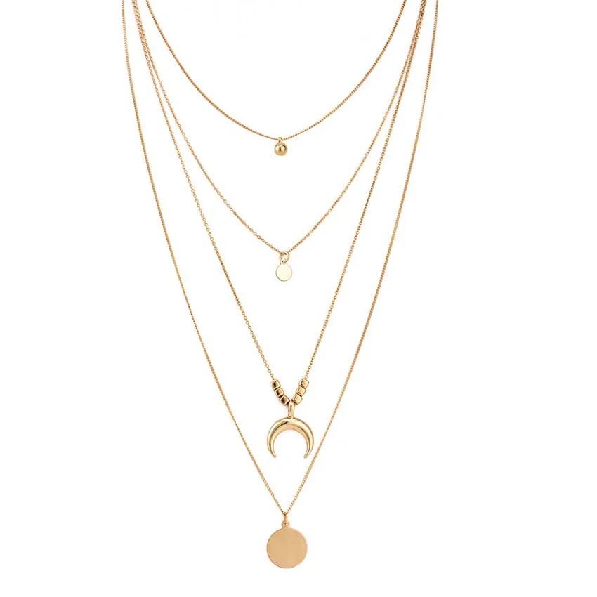 2018 Crescent Moon Bell Round Pendant Women Choker long Necklace chocker Jewelry Bijoux Femme Joyas mujer Collier ras du cou | Украшения и