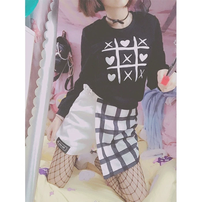 Классный и милый женский комплект в стиле Харадзюку с надписью Bestie Girl: Черная
