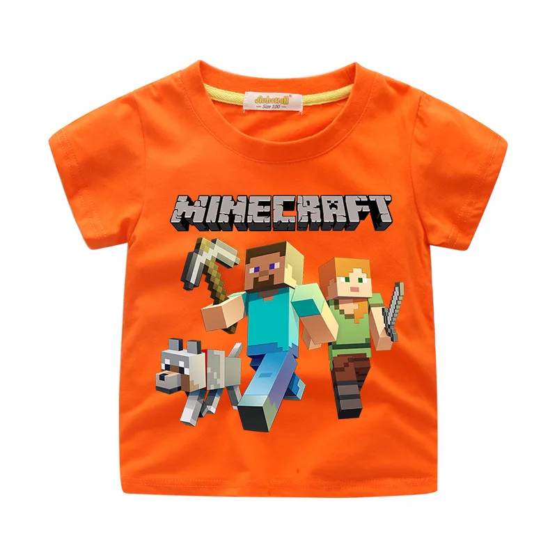 3D print Minecraft T-shirts for BABY Boys Girls Kids tops cotton t-shirt cartoon clothing Short Sleeve Children 2019 Summer Tees | Мать и