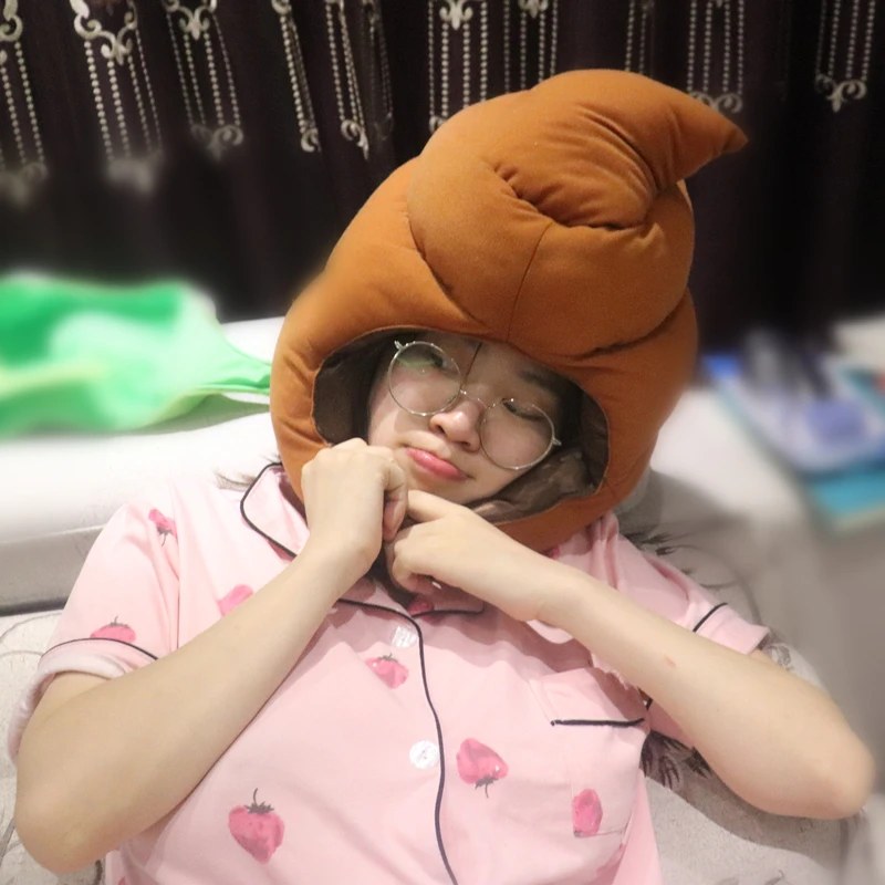 Candice guo плюшевая игрушка забавная головная шапка какал защитная подушка для офиса