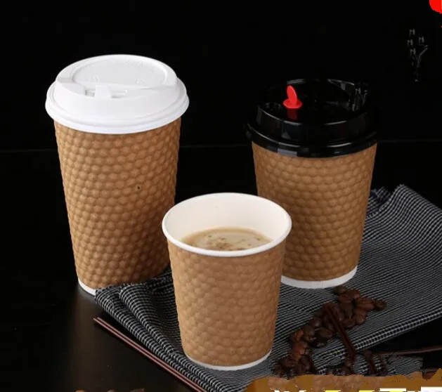

50pcs 8oz 12oz Double Paper Layer heat insulation beverage Cup Party coffee tea drink Cups - Disposable
