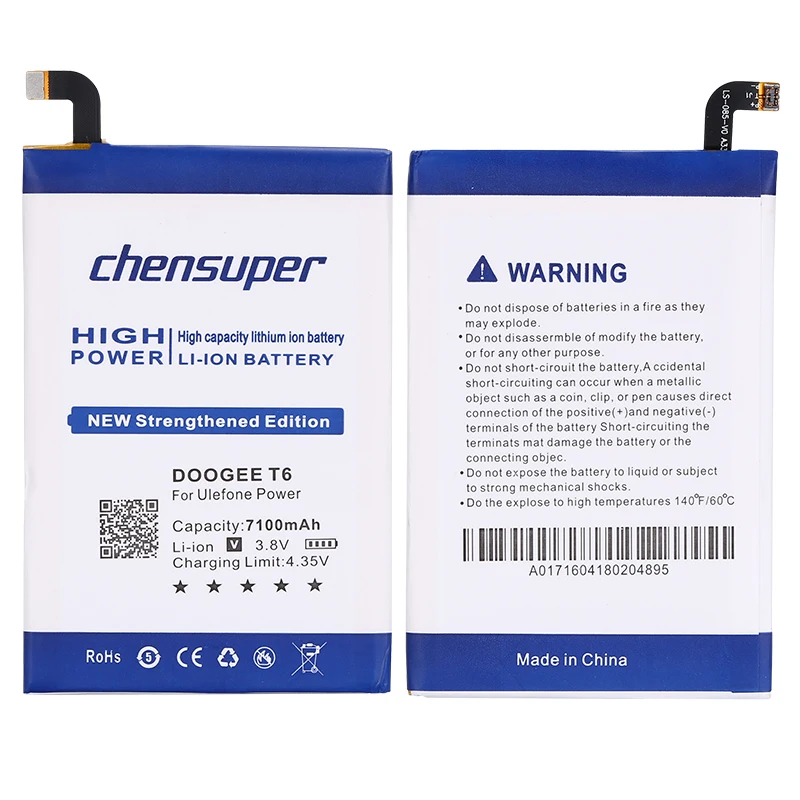 Chensuper 7100 мАч для Ulefone Power Battery Для DOOGEE T6/Homtom HT6/T6 Pro/Oukitel K6000/Oukitel K6000 Pro 5 дюймов 4G