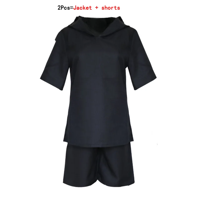 2PCS Японское аниме «Токийский Гуль»; маскарадные костюмы Kaneki Ken; маскарадные костюмы с капюшоном; куртки; Черная боевая униформа; Полный комплект с маской - Цвет: 2PCS