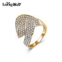 longway full austrian crystal womens ring bague femme new ashion brand gold color rings wedding engagement ring sri150073