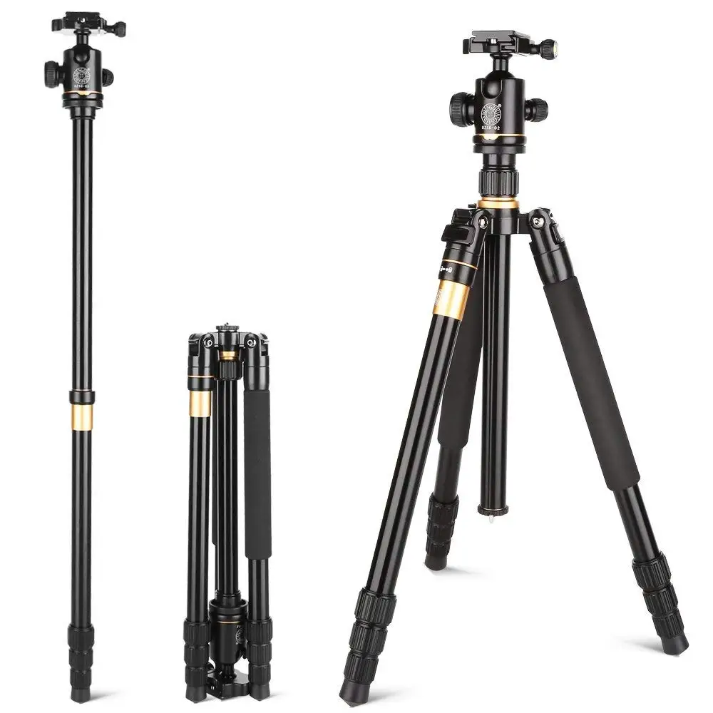 

QZSD Q222 Professional Camera Tripod Video Aluminium Travel Tripod with Ball Head & Quick Release Plate for Nikon Canon DSLR