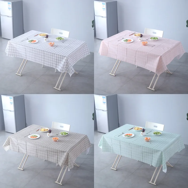 Nordic PVC table Plaid waterproof oil-proof hot table cloth home easy to clean the living room tea table mat table cloth Linen