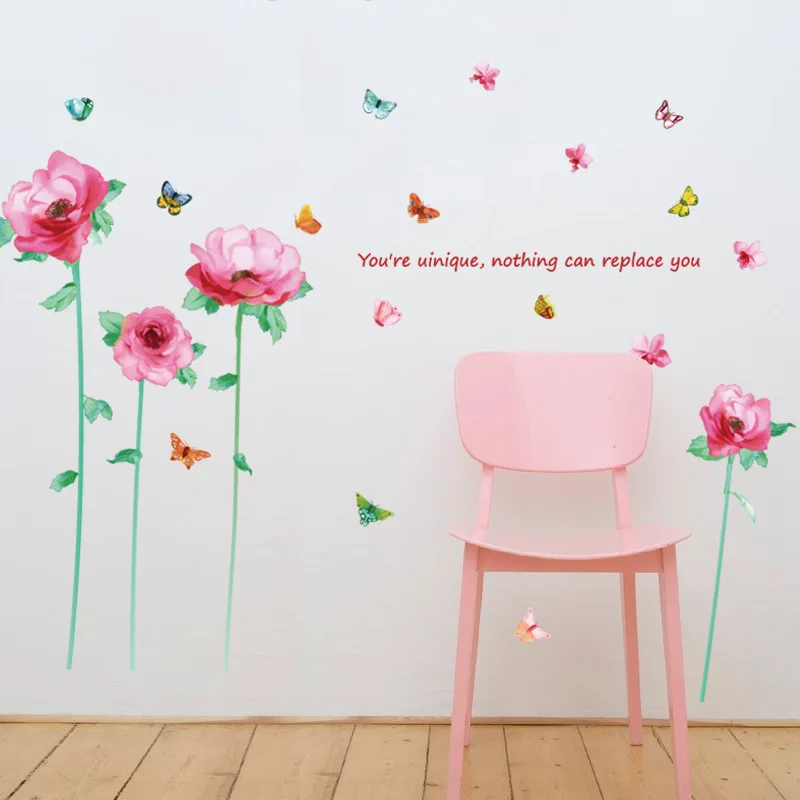 

new poppy flower large wall stickers plant art decals home decor living room bedroom diy removable *9201