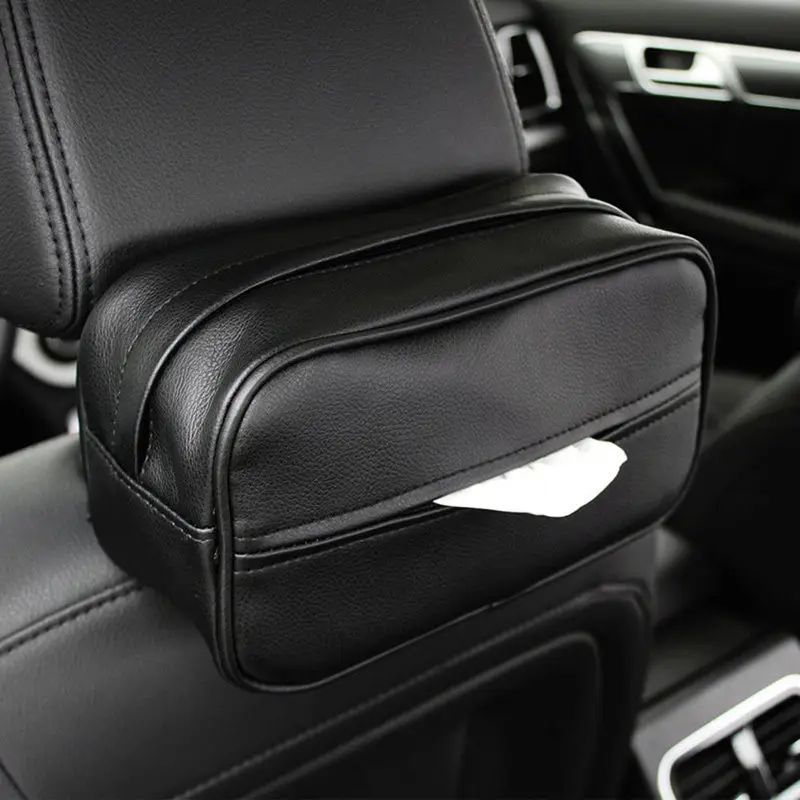 

Leather Car Tissue Box Cover Napkin Paper Holder Sun Visor Organizer Case